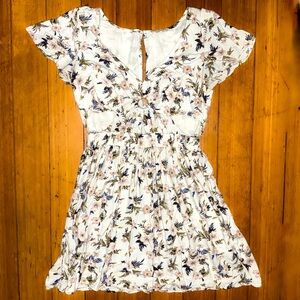 American Eagle Outfitters White Floral Cutout Mini Dress - Size Medium